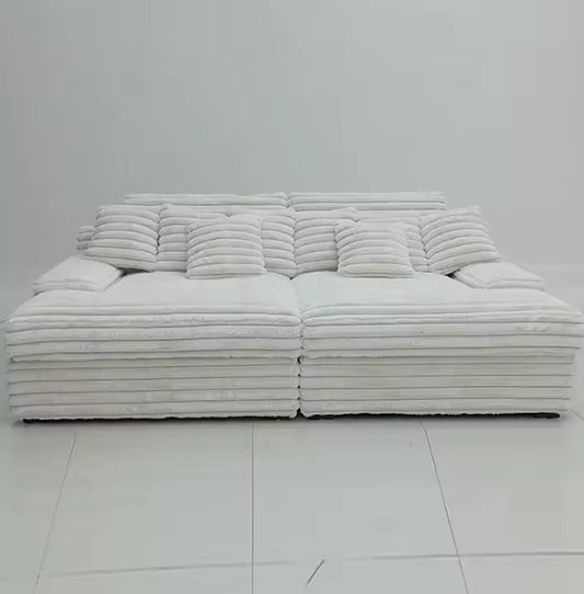 Canapé Modulaire Ultra-Confort en Tissu Matelassé Blanc