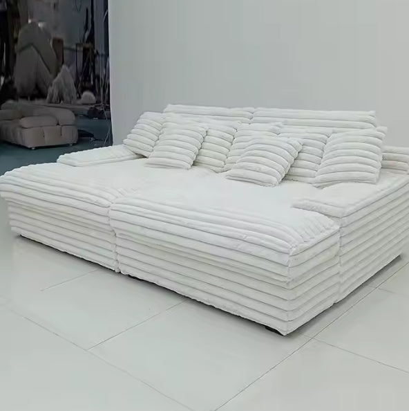 Canapé Modulaire Ultra-Confort en Tissu Matelassé Blanc