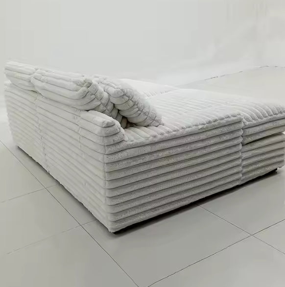 Canapé Modulaire Ultra-Confort en Tissu Matelassé Blanc